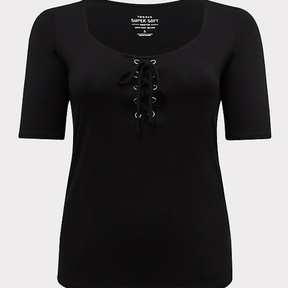 Torrid super soft lace up shirt black